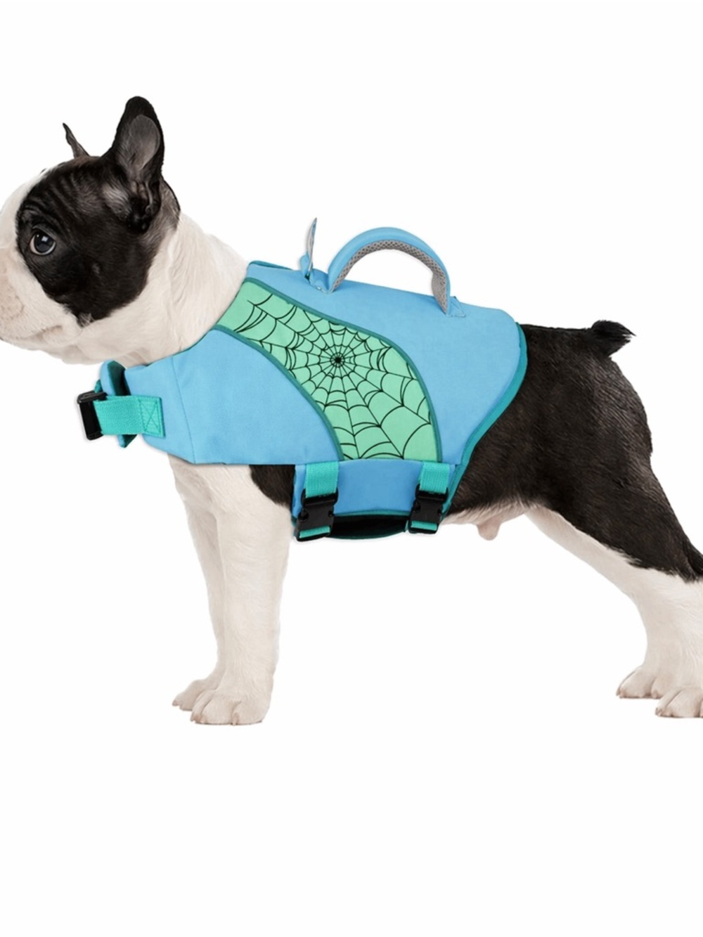 Dog Life Jacket with High Buoyancy, Reflective Strips, Rescue Handle, Small Blue